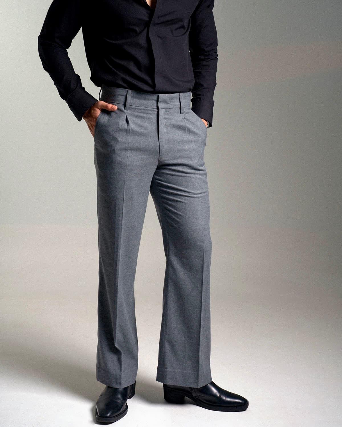 Grey High-waisted Trouser