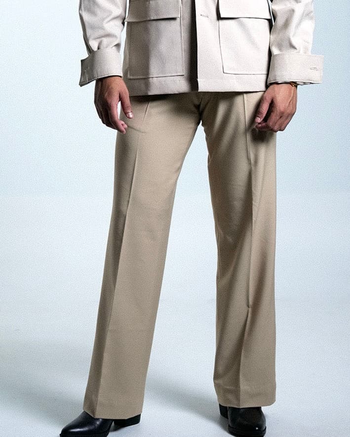 Beige High-waisted Trouser